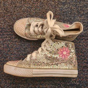 Silver Kids Lace up Shoes